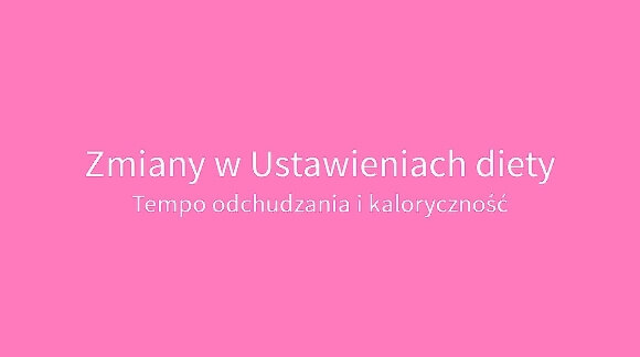 Zmiany w Ustawieniach diety: Tempo odchudzania i kaloryczność